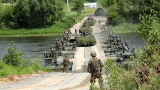 Pontoon bridge. Video screenshot. Video by Austin Majors, Samuel Brooks / AiirSource Military