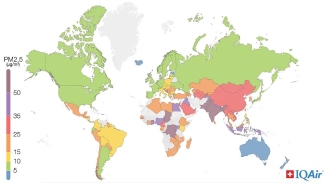 Most and less polluted cities